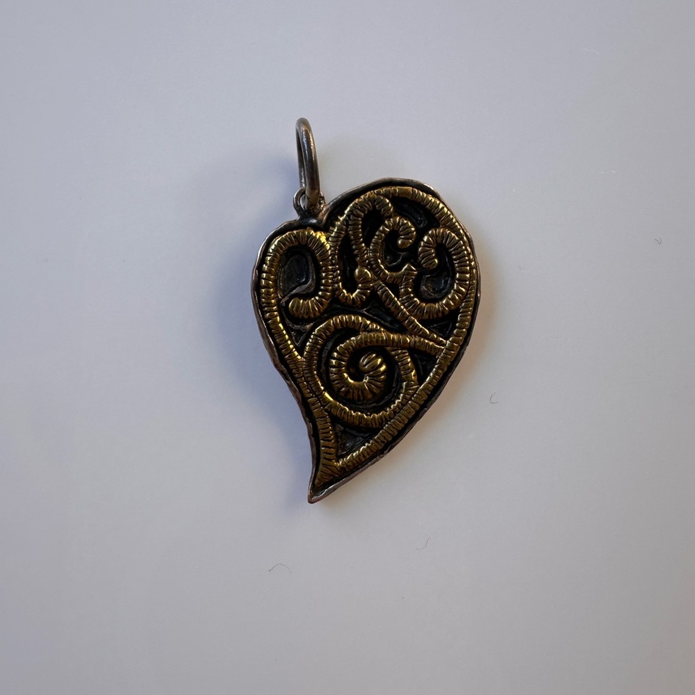 Waxing Poetic Gold and Black Heart Pendant